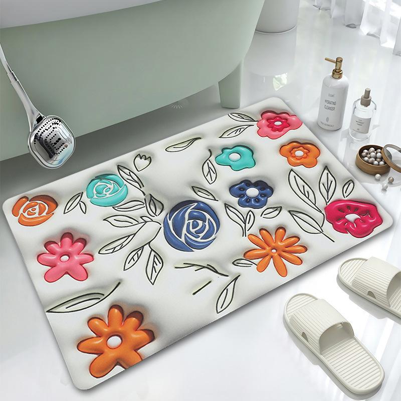 Thickened Absorbent Diatomaceous Mud Embossed Carpet Entry Door Mat Toilet Bathroom Kitchen Balcony Non-slip Mat