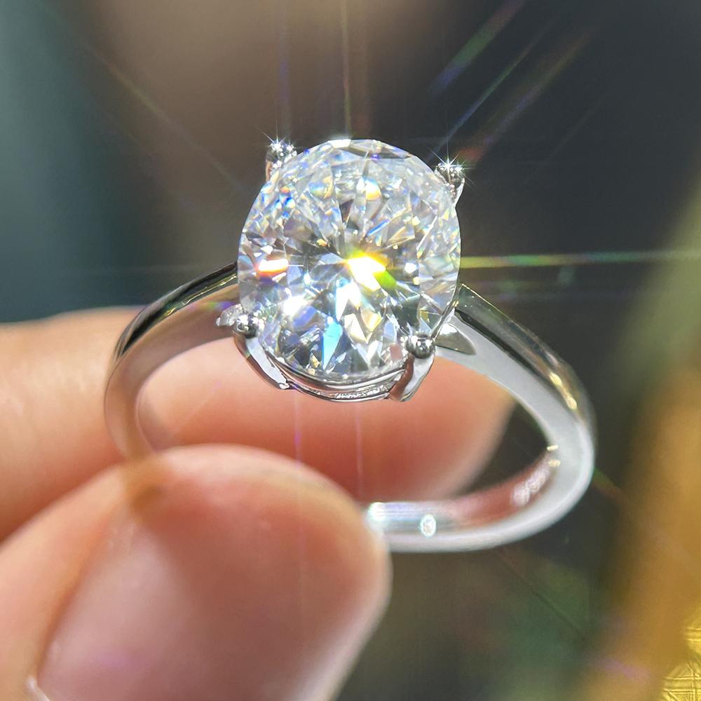 1-4CT Oval Cut Moissanite Rings for Women Sparkling Diamond CopperEngagement Wedding Band Jewelry With Certificate
