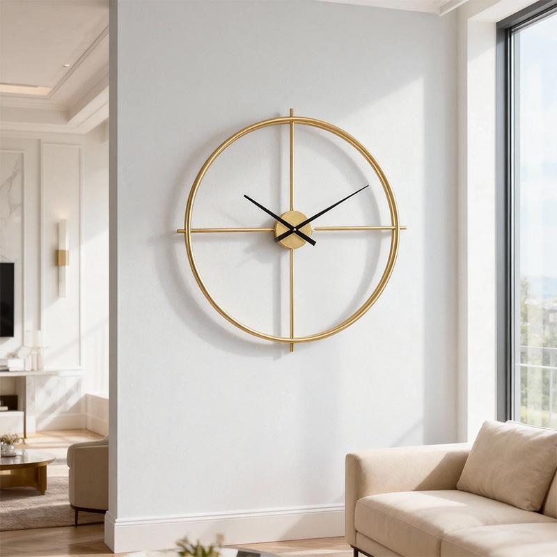 Simple Art Wall Clock Living Room Fashion Round Wall Watch Creative Metal Silent Hanging Clock Home Decoration Accessories