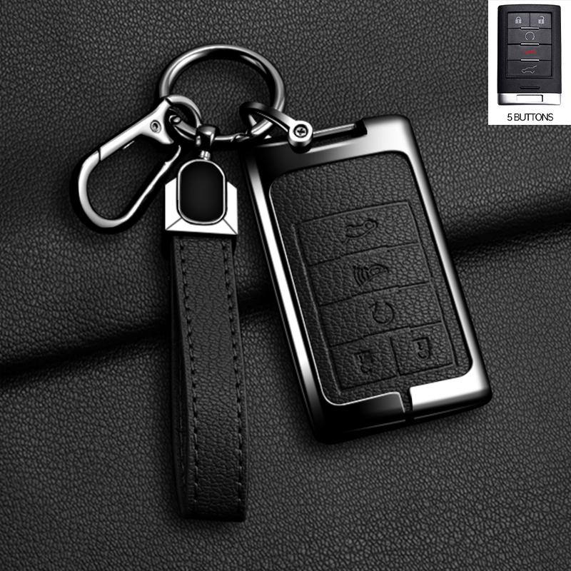 Zinklegierung Leder Autoschlüsselhülle Schlüsselanhänger Abdeckung für Chevrolet C7 Corvette Cadillac DTS SLS SRX XLS STS Escalade CTS ATS 28T CTSV XTS