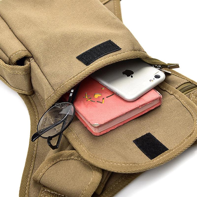Men Canvas Drop Waist Bag Leg Pack Fanny Pack For Bicycle Motorcycle Work High Quality Belt Bag With Multiple Pockets