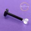 KODY PIERCING Black Surgical Steel Labret Decorated with a Crystal Set on 8mm Bioflex Rod