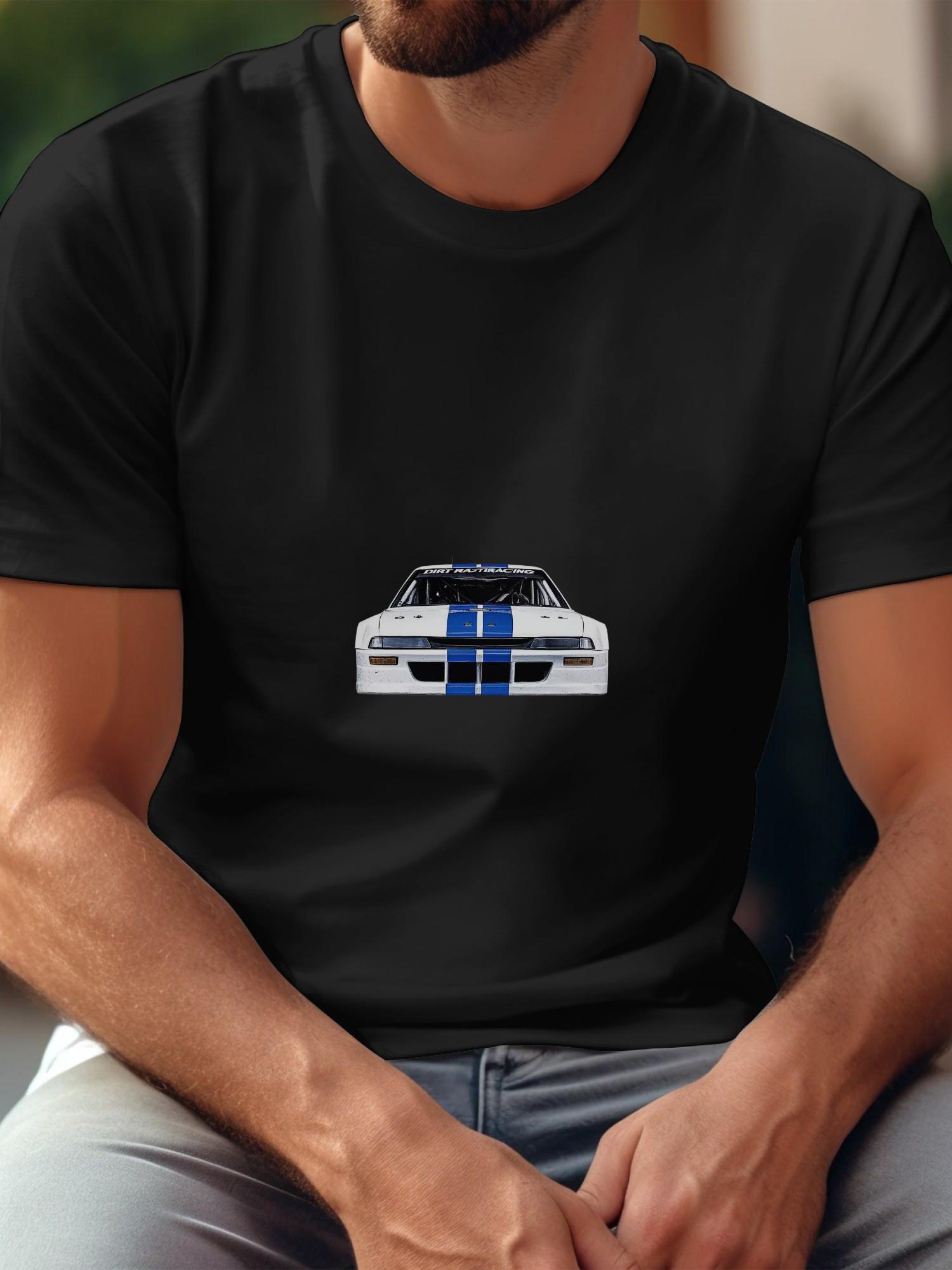 DIRT RACING Graphic T-shirt - Bold Striped Geometric Racing Car Design L