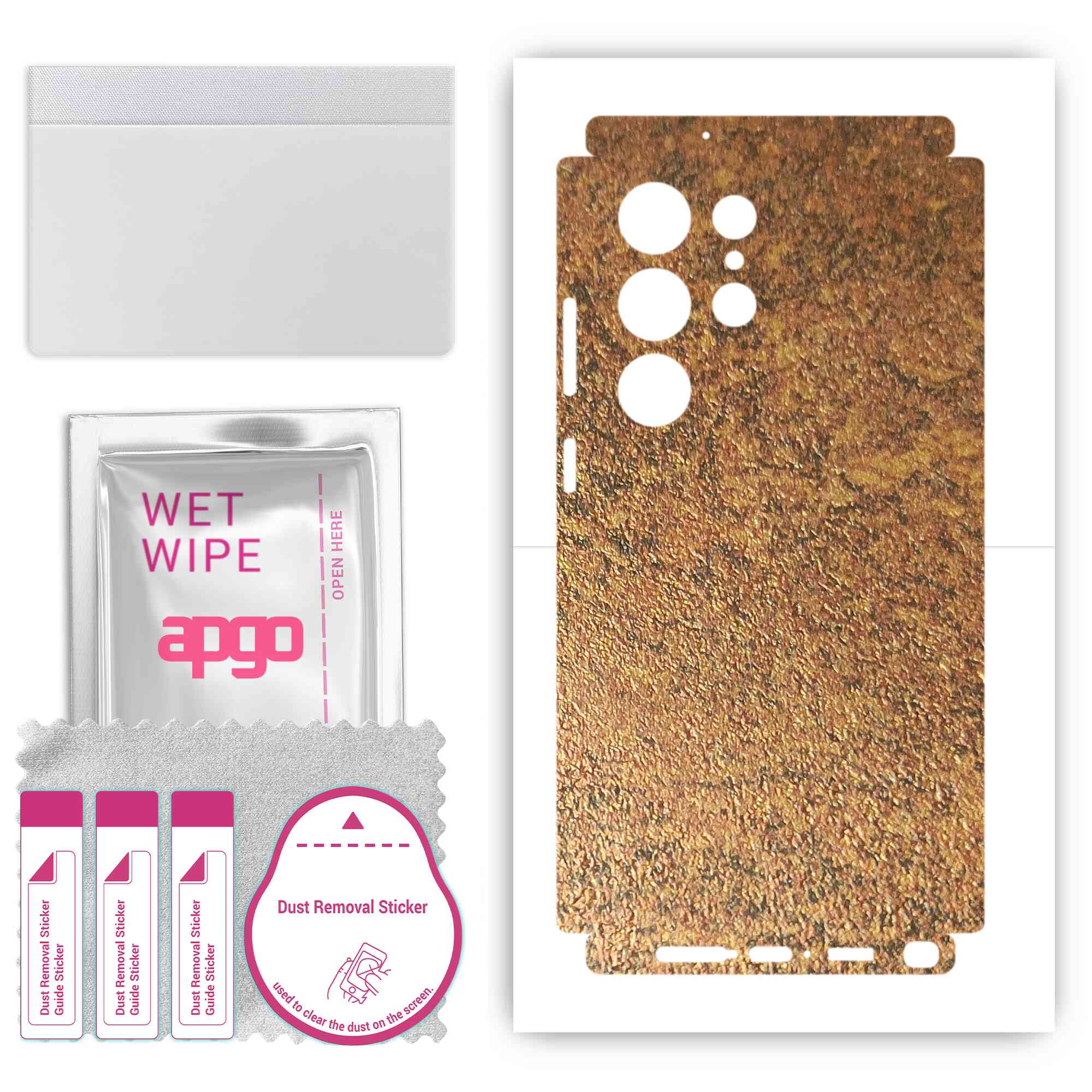 

apgo Protective Skin Sticker for the back+sides compatible with Samsung Galaxy S23 Ultra, Full Wrap Film, Foil, Vinyl - Pattern Rusty Copper