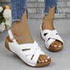 Sandalias de Plataforma con Cuña de Punta Descubierta para Mujer Verano Retro Casual Sandalias de Tacón para Mujer Exterior Talla Grande Zapatos de Plataforma para Mujer