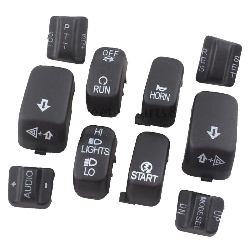Hand Control Switch Housing Button Cover Cap Kit For Harley 1996-2013 Black Chrome