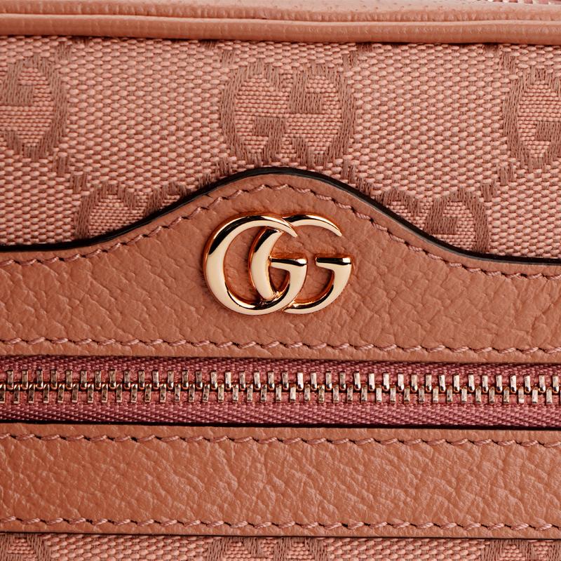 Gucci Ophidia Double G Logo Zipper Closure Fabric And Leather Mini Shoulder Bag Women Shoulder Bag Pink 574493-FACC7-5748