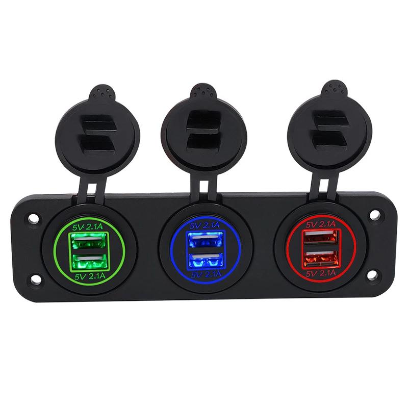 

12 В 24 В 3 отверстия палатка типа универсальный водонепроницаемый тройной 4.2A двойной USB порт автомобильное зарядное устройство розетка питания для лодки ATV RV