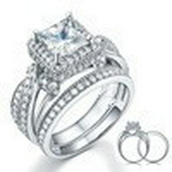 New Double-Layer Micro-Inlaid Zircon Ring Set - Luxury Party Wedding Band R5080