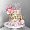 29Pcs Elephant Cake Decoration  Pink BABY Letter Cake Toppers Gold Pink White Ball for Baby Shower Elephant Theme Party Supplies