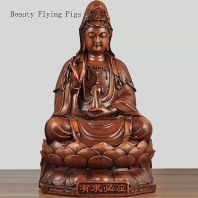 1 vnt. 18x18x29cm dervos Guanyin Budos statula dekoracija svetainei, įėjimui, altarui, budistų salei, skirta figūroms ir statuloms