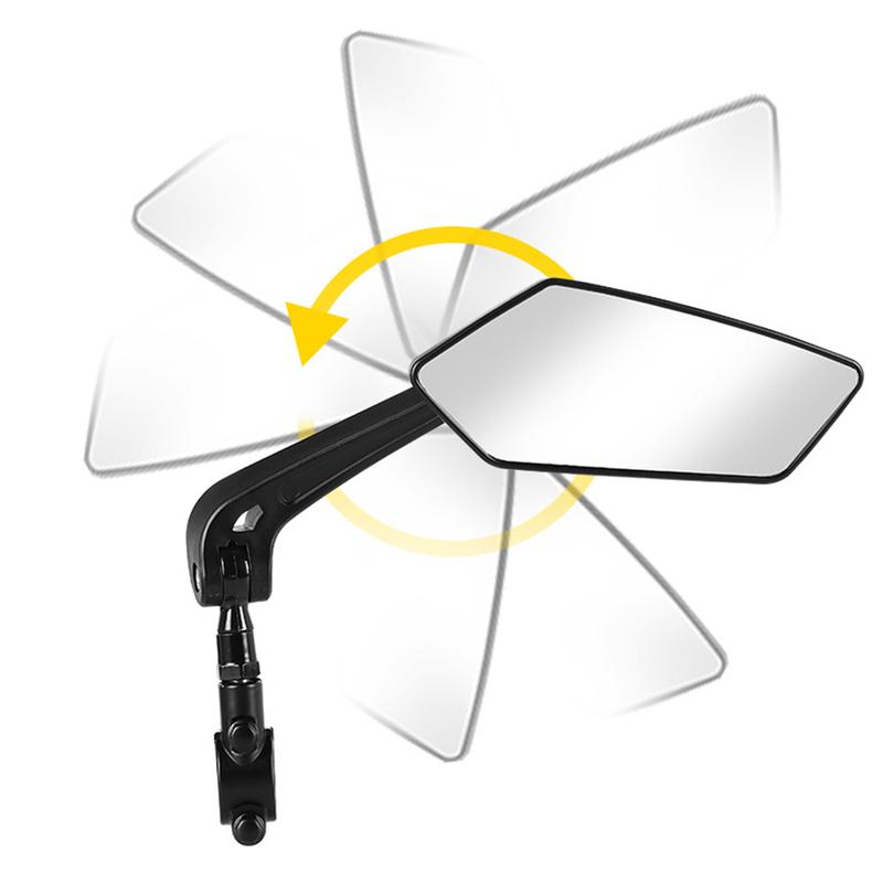 1 Pair Bicycle Rear View Mirror Bike Cycling Clear Wide Range Back Sight Rearview Reflector Rotate 360 ° Adjustable Handlebar
