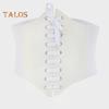 Women Lace-up Corset Wide Elastic Waist Belt Faux Leather Slimming Body Waistband Dress Shirt Decoration