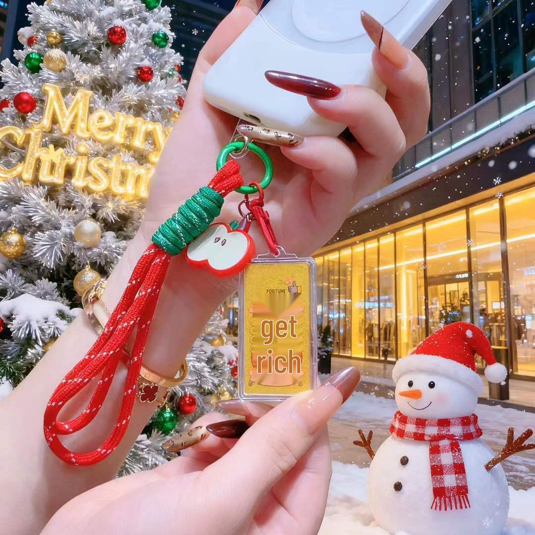Gold Mobile Phone Pendant & Keychain Bag Charm - 999 Pure Gold Christmas Birthday Gift Phone Sticker