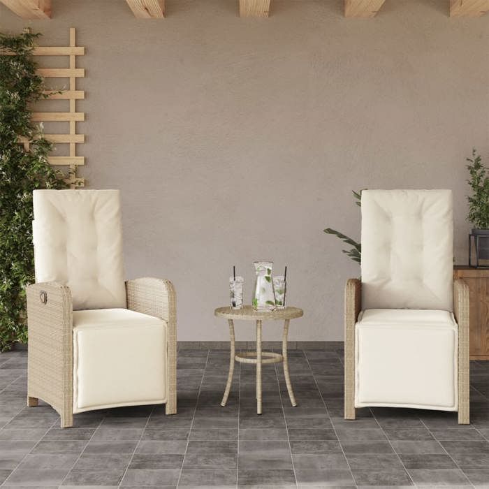 VidaXL Chaises inclinables de jardin lot de 2 avec repose-pied rotin 365196