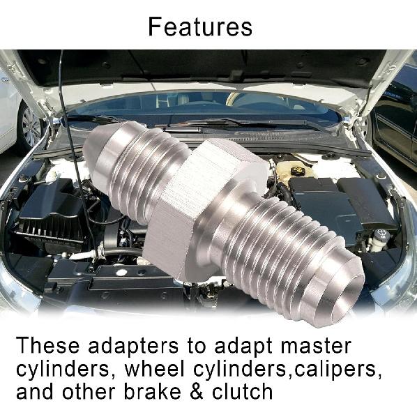 3AN Male to M10x1.0 Male Inverted Flare Stainless Steel Brake Adapter Fitting Connector(4pcs)