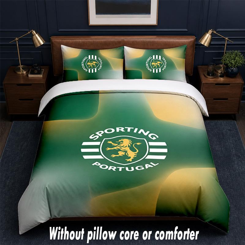 Sporting CP FC Design Bed Bedding Set 1 Duvet Cover + 2 Pillowcases Soft Breathable Household Bed Linens