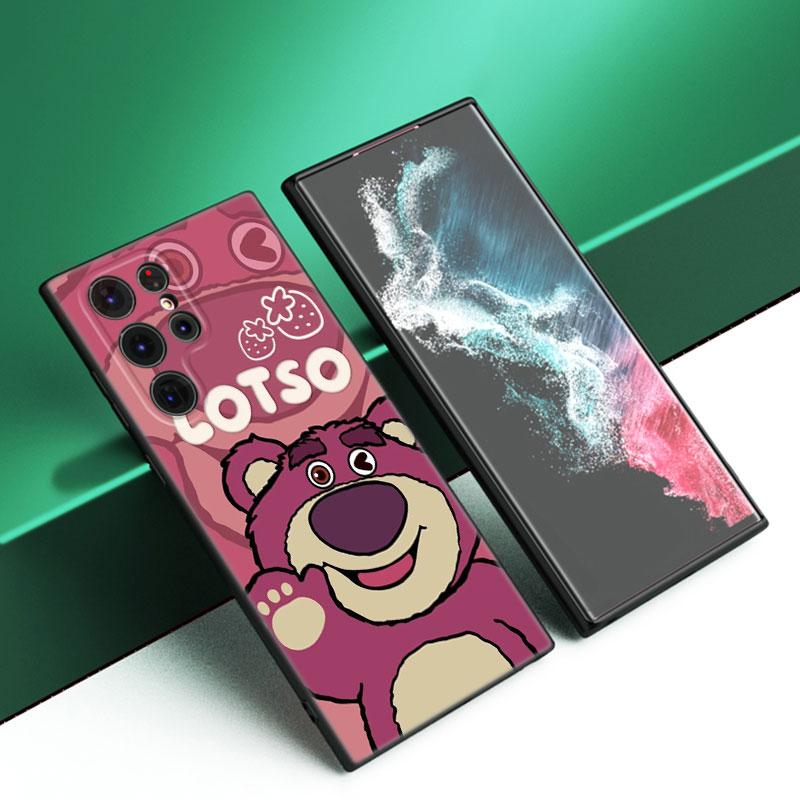 L-Lotso S-Jahodový medvídek Černý silikonový kryt na telefon Pro Samsung Galaxy S23 S21 S20 FE S24 S22 Ultra S10E S10 S9 S8 Plus