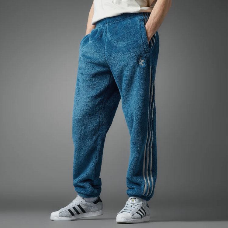 Adidas Originals Trefoil Logo Print Striped Fleece Jogger Pants Men Bottoms Indigo IJ9084