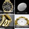 SAPPHERO Men's Analog Wristwatch 13 ATM Waterproof Luminous Stainless Steel Chronograph Date Gold Band Black Dial