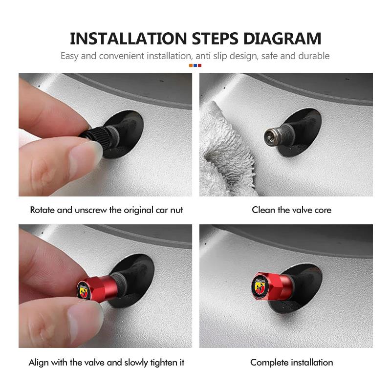 Car Wheel Tire Valve Caps Tyre Stem Covers Airdust Waterproof For Abarth 595 500 124 Spider Tipo Panda Bravo Tire Chucks 1