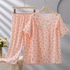 2026 Women's Plus Size Short-Sleeve Cloud Cotton Pajama Set: High-End Printed Homewear for Spring, Summer, Autumn