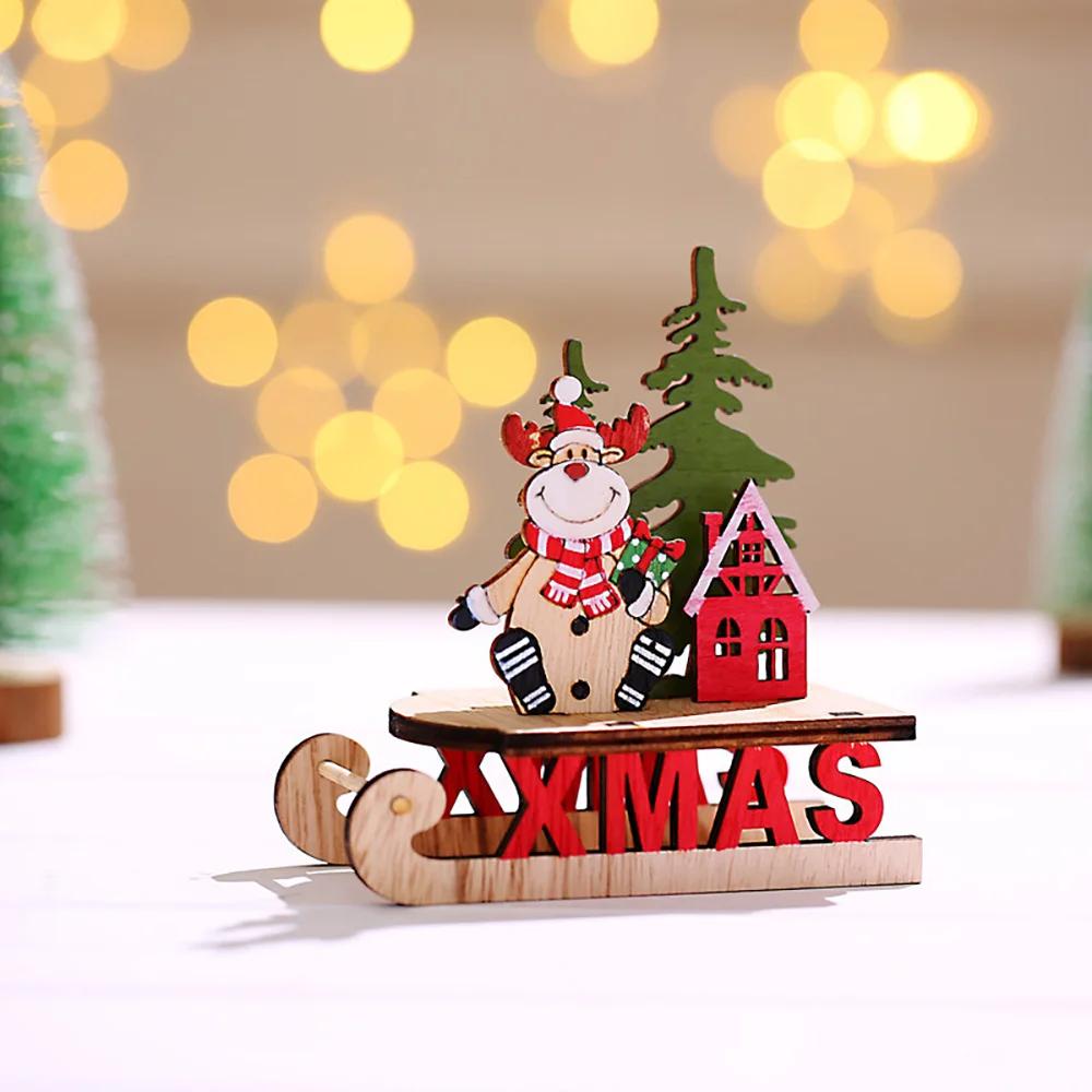 Runtow 1Pc Christmas Wooden Sleigh Santa Claus Snowman Elk Decoration Sleigh Home Christmas DIY Decoration 2025 Christmas Gift