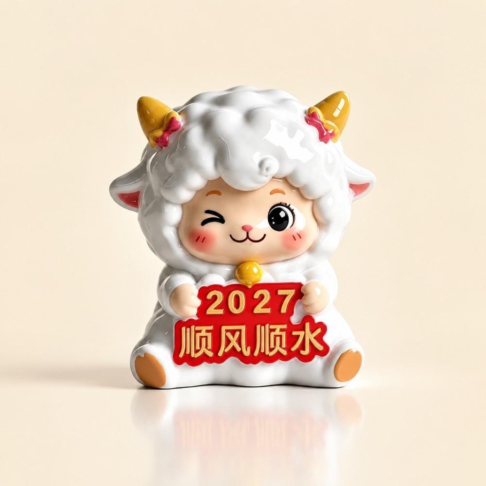 Resin Year of The Goat Ornament Cute Design Mascot Ornament Zodiac Figurines Spring Festival