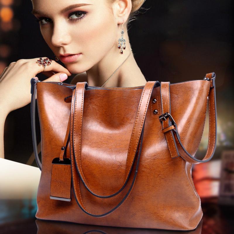 Moda feminina bolsas tote leve couro do plutônio bolsa de ombro retro cera óleo lidar com bolsa