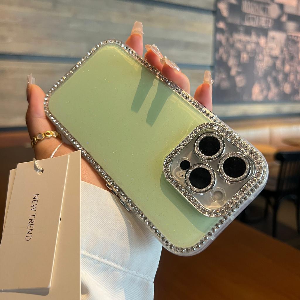 Luxury Bling Glitter Cute Clear Soft Phone Case For iPhone 16 15 14 13 12 Pro Max 11 Diamond Frame Bumper Shining Cover Girly