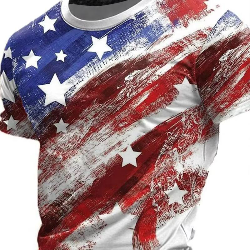 

Футболка мужская уличная с принтом американского флага 3D Футболка уличная американская День независимости с круглым вырезом и коротким рукавом, лето 5XL