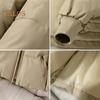 Winter Down Coat Padded Hooded Stand Collar Pockets Zip-up Parka Windproof Heat Retention Daily Cold Weather Outwear Cotton Jacket
