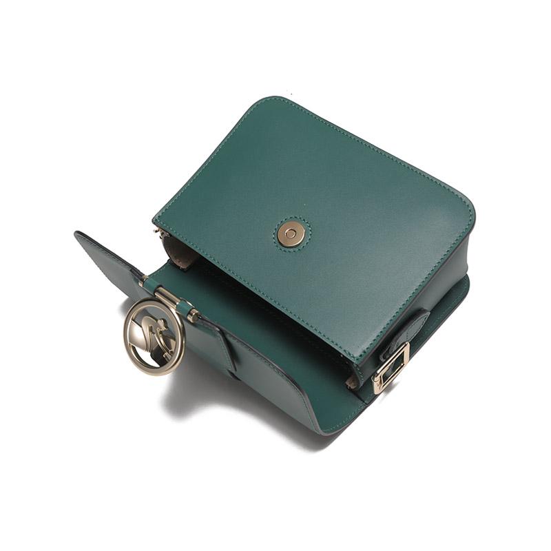 Longchamp Box Trot 18 Snap Flap Closure Adjustable Shoulder Strap Leather Small Square Shoulder Crossbody Bag Women Bags Pine-Green 10174HAU139