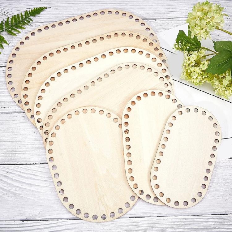 2Pieces Wood Crochet Basket Base Blank Basket Bottoms for Crochet Basket Crafting Crochet Bag Making Sewing Accessories