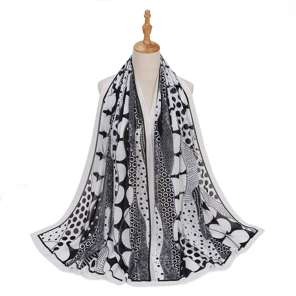 New Designs Printed Hijab Chiffon Scarfs For Women Scarves Muslim Fashion Turbans Malaysian Muslim Hijabs Wraps Ramadan Turban