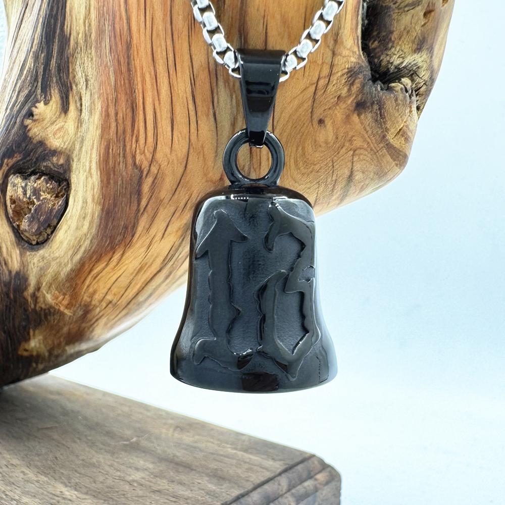 

Number 13 Bell Pendant 316L Stainless Steel Biker Silver Black Golden Bell Necklace чорний