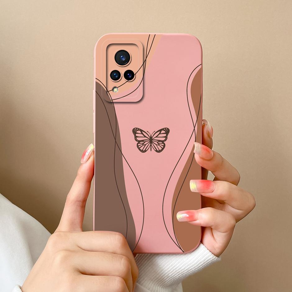 Phone Case For VIVO V21 4G 5G Cute Sweet Girls Cartoons High-quality Liquid Silicone Coque For VIVO V21 4G 5G New Design Funda