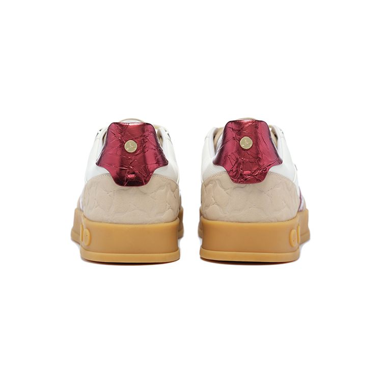 Li-Ning 1990 Non-Slip Wear-Resistant Low-Top Skate Shoes Women Sneakers White Brown ALHT028-1
