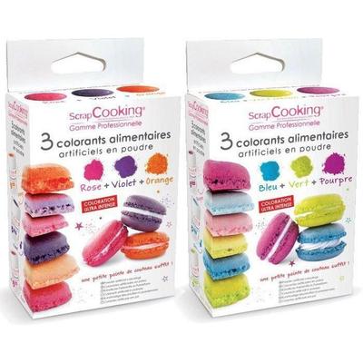 6 Food Colorings In Powder - Orange Violet Pink Blue Green Purple