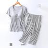 Women's Pajamas Two Piece Short Sleeve Wide Leg Pants Large Size Homewear Set
