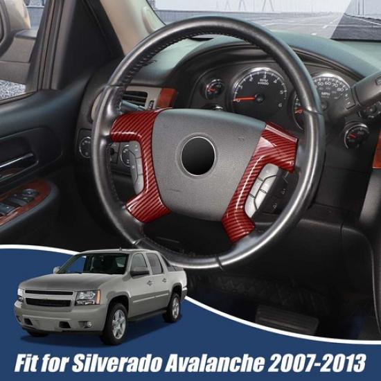 Red Carbon Center Console Steering Wheel Cover For Suburban Tahoe SIERRA 2007-13