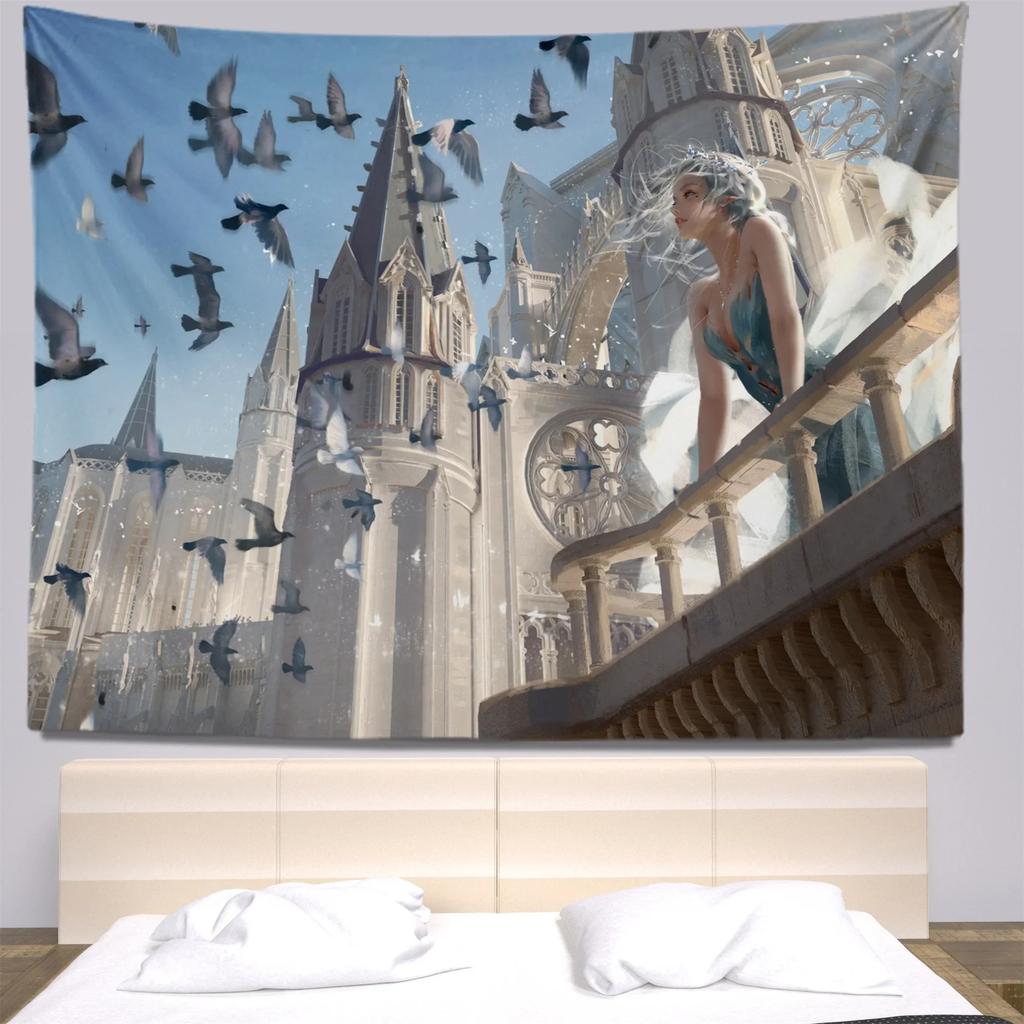 Cartoon Character Illustration Style Decorative Tapestry Home Wall Decoration Office Living Room Tapestry