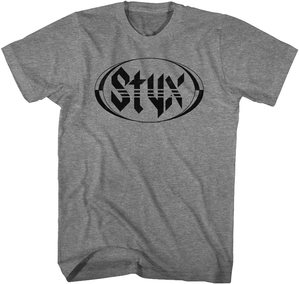 Styx 1972 American Rock Band Oval Logo Graphite Heather Adult T-Shirt Tee Unisex T-Shirt M