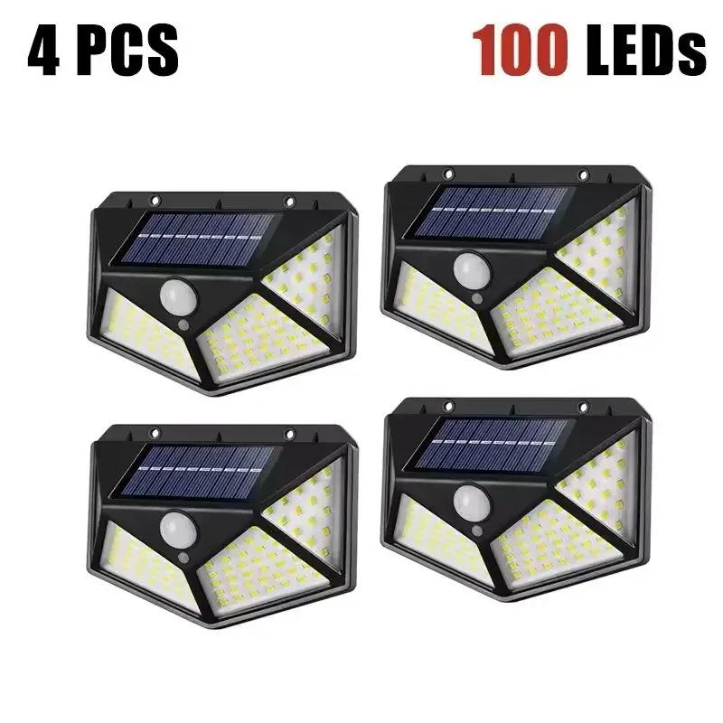 100LED Outdoor Solar Garden Light Outdoor Motion Sensor Lights Waterproof Solar Wall Lamp for Garden Fence Yard Pathway Stairs