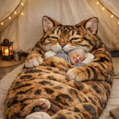 Sac de couchage en peluche enveloppe pour adultes Sac de nuit Maison Chien Singe Voyage Camping Temps froid Hommes Femmes