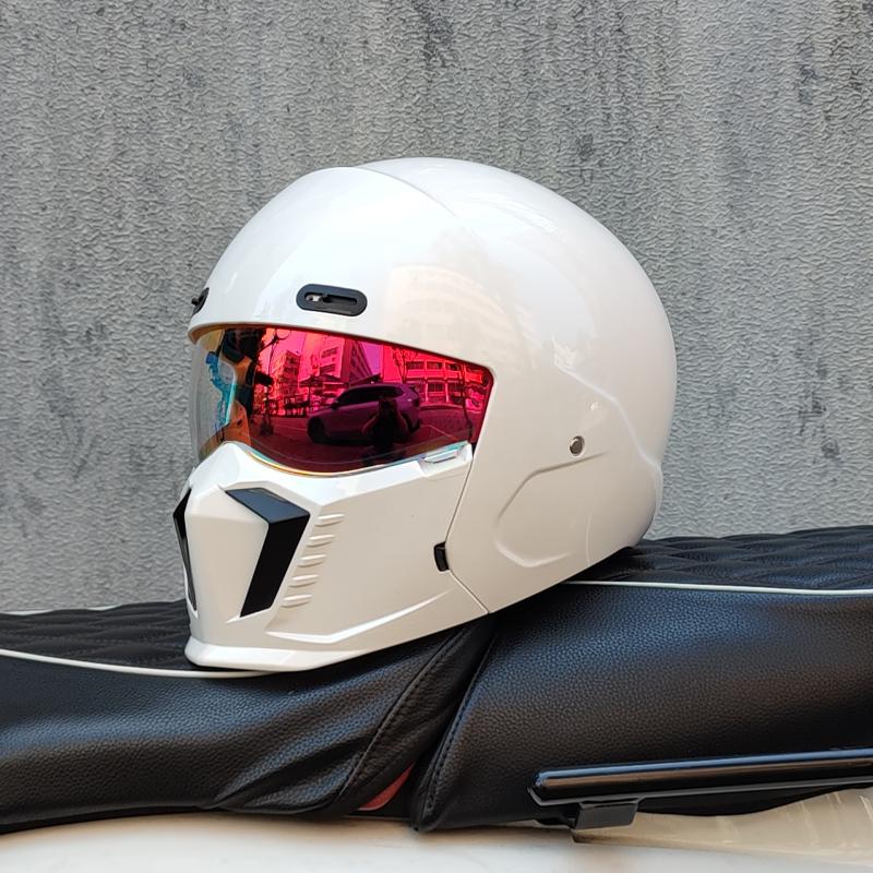 Căști de motocicletă ORZ Cască integrală deschisă 3/4 pentru bărbați Vizieră dublă cu protecție solară internă colorată Omologat DOT