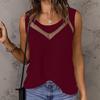 Women Vest Soft Breathable Fabric Sleeveless V-Neck Tops Loose Fit Pure Color Mesh Splicing Casual Tops Summer Work Party Wear