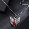 Vintage Celtic Angel Wings Synthetic Ruby Pendant Stainless Steel Necklace for Men Women Fashion Party Punk Jewelry