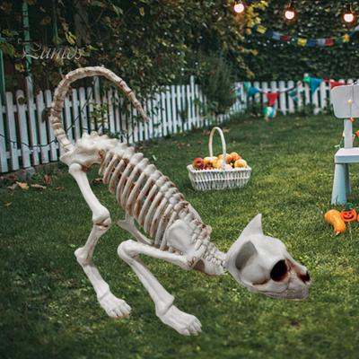 Halloween Decoration Realistic Looking Decorative Enhance Atmosphere Plastic Horror Cat Skeleton Halloween Ornament for Home