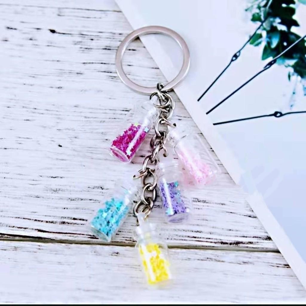 10Pcs Mini Glass Empty Bottle Small Wishing Bottle DIY Jewelry Keychain Pendant Empty Bottle Transparent Hanging Small Bottle